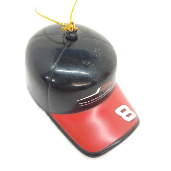 Dale Earnhardt Jr #8 Christmas Ornament Plastic Baseball Hat Miniature Red Black - Picture 4 of 16